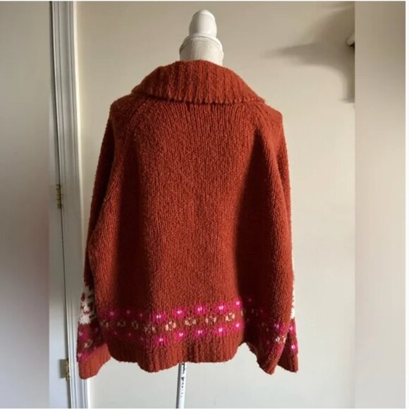 Anthropologie Maeve Wool Front Zipper Cardigan swan print Sweater size XXSP - Picture 6 of 9